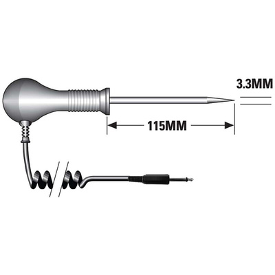RS PRO NTC Needle Insertion Temperature Probe, 115mm Length, 3.3mm Diameter, 150 °C Max