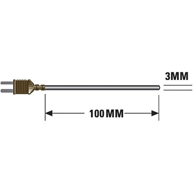 RS PRO T General Purpose Temperature Probe, 100mm Length, 3mm Diameter, +250 °C Max