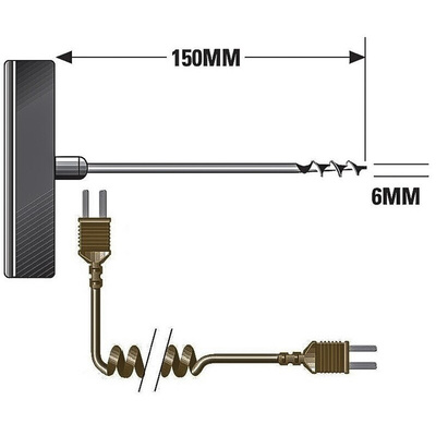 RS PRO T Cork Screw Needle Temperature Probe, 150mm Length, 6mm Diameter, +250 °C Max