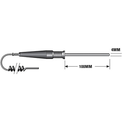 RS PRO PT100 Insertion, Needle Temperature Probe, 100mm Length, 4mm Diameter, +250 °C Max