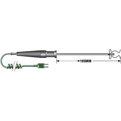 RS PRO K Pipe Clip Surface Temperature Probe, 195mm Length, 6mm Diameter, +800 °C Max