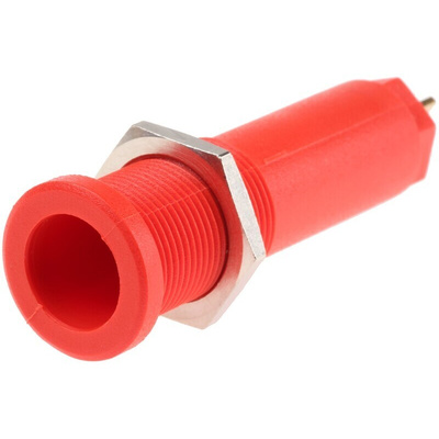 Staubli Red Female Banana Socket, 4 mm Connector, Tab Termination, 10A, 1000V, Gold Plating