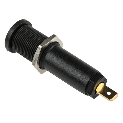 Staubli Black Female Banana Socket, 4 mm Connector, Tab Termination, 10A, 1000V, Gold Plating