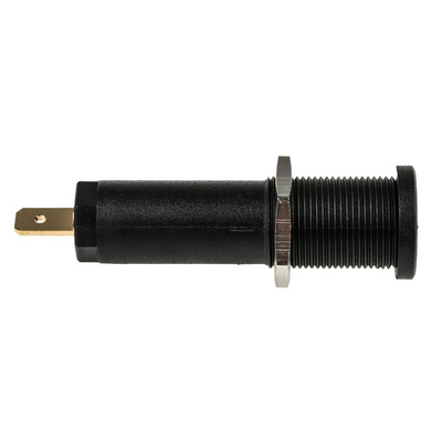 Staubli Black Female Banana Socket, 4 mm Connector, Tab Termination, 10A, 1000V, Gold Plating