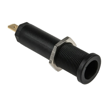 Staubli Black Female Banana Socket, 4 mm Connector, Tab Termination, 10A, 1000V, Gold Plating