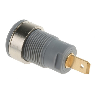 Staubli Grey Female Banana Socket, 4 mm Connector, Tab Termination, 24A, 1000V, Gold Plating