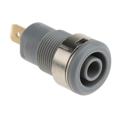 Staubli Grey Female Banana Socket, 4 mm Connector, Tab Termination, 24A, 1000V, Gold Plating