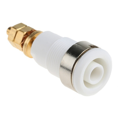 Staubli White Female Banana Socket, 4 mm Connector, Solder Termination, 32A, 1000V, Gold Plating