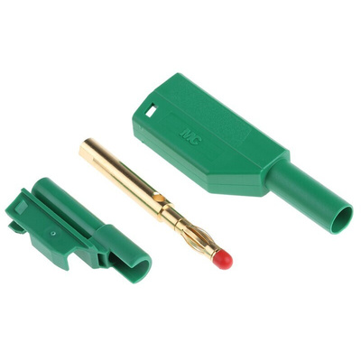 Staubli Green Male Banana Plug, 4 mm Connector, Solder Termination, 32A, 1000V, Gold Plating
