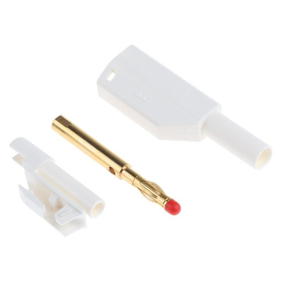 Staubli White Male Banana Plug, 4 mm Connector, Solder Termination, 32A, 1000V, Gold Plating