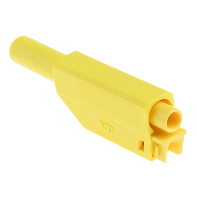 Staubli Yellow Male Banana Plug, 4 mm Connector, Solder Termination, 32A, 1000V, Gold Plating
