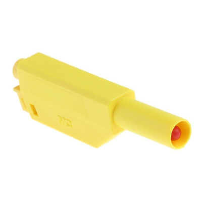 Staubli Yellow Male Banana Plug, 4 mm Connector, Solder Termination, 32A, 1000V, Gold Plating