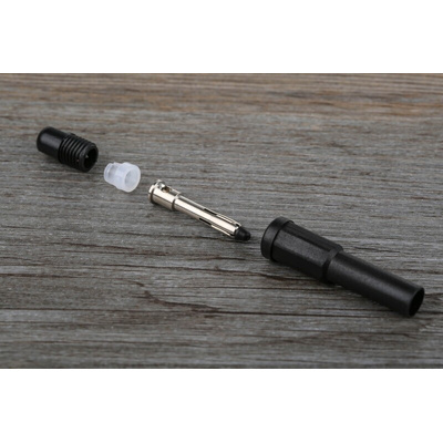 RS PRO Black Male Banana Plug, 4 mm Connector, Solder Termination, 10A, 1000V, Tin Plating