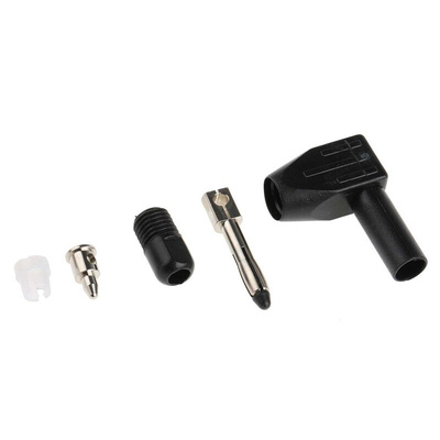 RS PRO Black Male Banana Plug, 4 mm Connector, Solder Termination, 10A, 1000V, Nickel Plating