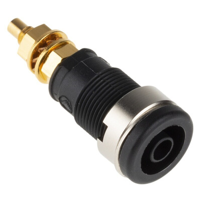 Hirschmann Test & Measurement Black Female Banana Socket, 4 mm Connector, Solder Termination, 32A, 1000V ac/dc, Gold