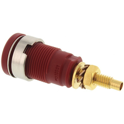 Hirschmann Test & Measurement Red Female Banana Socket, 4 mm Connector, Solder Termination, 32A, 1000V ac/dc, Gold