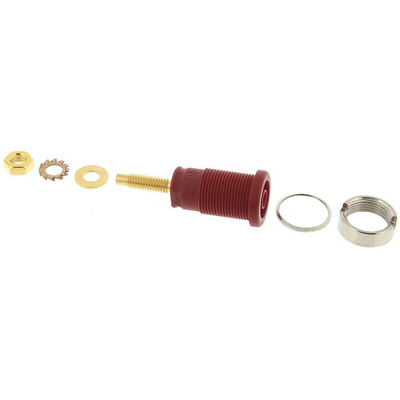 Hirschmann Test & Measurement Red Female Banana Socket, 4 mm Connector, Solder Termination, 32A, 1000V ac/dc, Gold