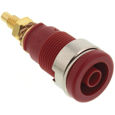 Hirschmann Test & Measurement Red Female Banana Socket, 4 mm Connector, Solder Termination, 32A, 1000V ac/dc, Gold