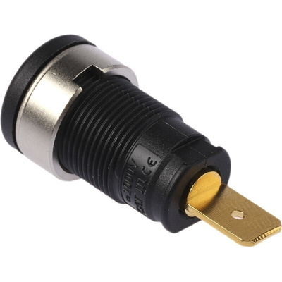 Hirschmann Test & Measurement Black Female Banana Socket, 4 mm Connector, Tab Termination, 32A, 1000V ac/dc, Gold