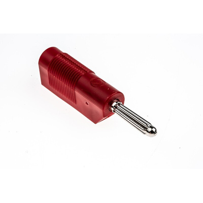 Hirschmann Test & Measurement Red Male Banana Plug, 4 mm Connector, Screw Termination, 30A, 30 V ac, 60V dc, Nickel