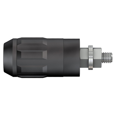 Staubli Black Female Banana Socket, 4 mm Connector, Bolt Termination, 20A, 1000V, Nickel Plating
