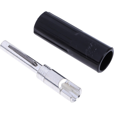 RS PRO Black Male Banana Plug, 4 mm Connector, Solder Termination, 10A, 50V, Nickel Plating