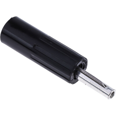 RS PRO Black Male Banana Plug, 4 mm Connector, Solder Termination, 10A, 50V, Nickel Plating