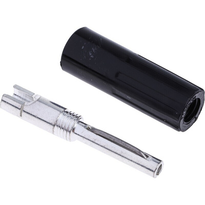 RS PRO Black Male Banana Plug, 4 mm Connector, Solder Termination, 10A, 50V, Nickel Plating