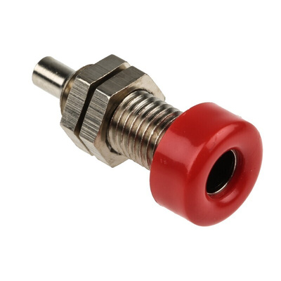 Schutzinger Red Female Banana Socket, 4 mm Connector, 32A, 33 V ac, 70V dc, Nickel Plating