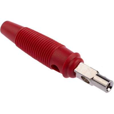 Hirschmann Test & Measurement Red Male Banana Plug, 4 mm Connector, Screw Termination, 16A, 60V dc, Nickel Plating