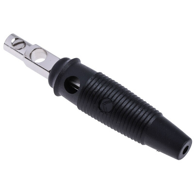 Hirschmann Test & Measurement Black Male Banana Plug, 4 mm Connector, Screw Termination, 16A, 60V dc, Nickel Plating