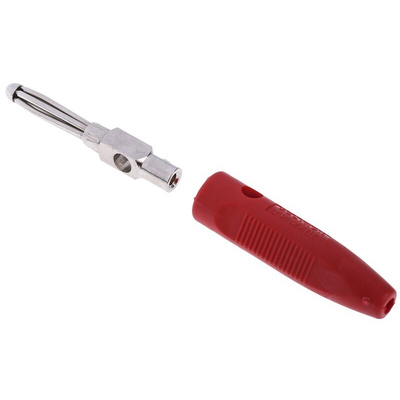 RS PRO Red Male Banana Connectors, 4 mm Connector, Screw Termination, 16A, 50V, Copper Plating