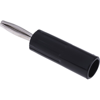 RS PRO Black Male Banana Connectors, 4 mm Connector, Screw Termination, 10A, 50V, Gold, Nickel Plating