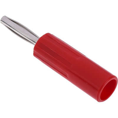 RS PRO Red Male Banana Connectors, 4 mm Connector, Screw Termination, 10A, 50V, Gold, Nickel Plating