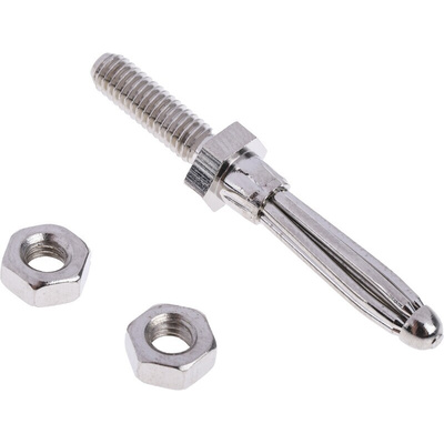 RS PRO Male Banana Connectors, 4 mm Connector, Shunt Termination, 16A, 50V, Nickel Plating