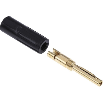 RS PRO Black Male Banana Connectors, 4 mm Connector, Solder Termination, 16A, 50V, Gold Plating