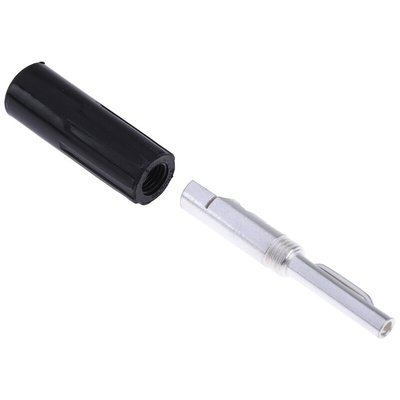 RS PRO Black Male Banana Connectors, 4 mm Connector, Crimp, Screw, Solder Termination, 16A, 50V, Nickel Plating
