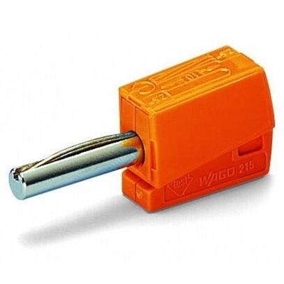 Wago Orange Male Banana Plug, 4 mm Connector, Cage Clamp Termination, 20A, 42V, Nickel Plating