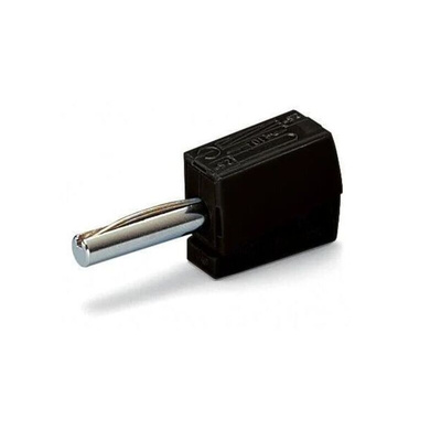 Wago Black Male Banana Plug, 4 mm Connector, Cage Clamp Termination, 20A, 42V, Nickel Plating