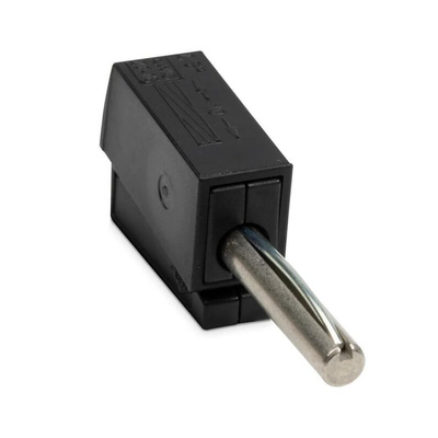 Wago Black Male Banana Plug, 4 mm Connector, Cage Clamp Termination, 20A, 42V, Nickel Plating