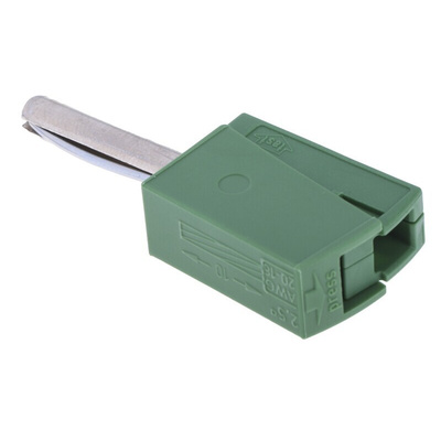 Wago Green Male Banana Plug, 4 mm Connector, Cage Clamp Termination, 20A, 42V, Nickel Plating