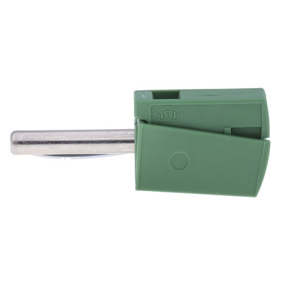 Wago Green Male Banana Plug, 4 mm Connector, Cage Clamp Termination, 20A, 42V, Nickel Plating
