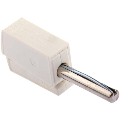 Wago White Male Banana Plug, 4 mm Connector, Cage Clamp Termination, 20A, 42V, Nickel Plating