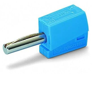 Wago Blue Male Banana Plug, 4 mm Connector, Cage Clamp Termination, 20A, 42V, Nickel Plating