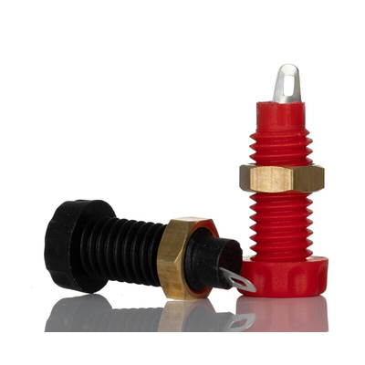 RS PRO Black, Red Female Banana Socket, 4 mm Connector, 10A, 30 V ac, 60V dc, Nickel Plating