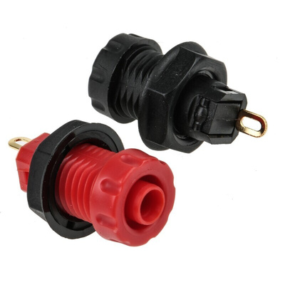 RS PRO Black, Red Female Banana Socket, 4 mm Connector, 30A, 1000V, Gold Plating