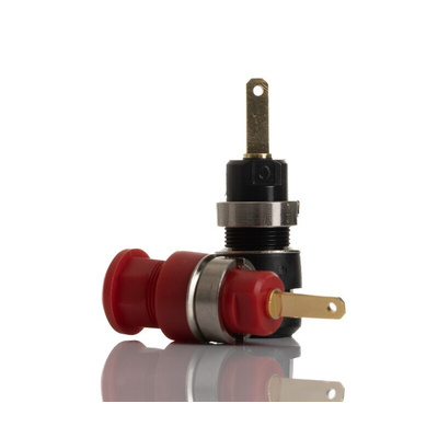 RS PRO Black, Red Female Banana Socket, 2mm Connector, 10A, 600V, Gold Plating