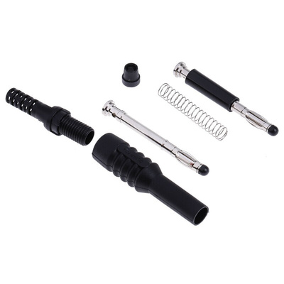 RS PRO Black, Red Male Banana Plug, 4 mm Connector, 10A, 1000V, Nickel Plating