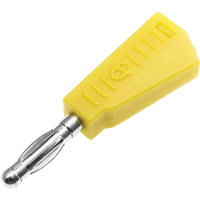 RS PRO Yellow Male Banana Plug, 4 mm Connector, Solder Termination, 19A, 30V, Nickel Plating