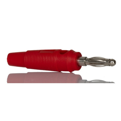 RS PRO Red Male Banana Plug, 4 mm Connector, Screw Termination, 24A, 30V, Nickel Plating